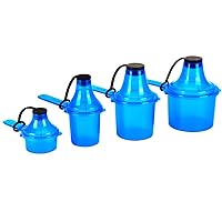 The Scoopie Supplement Container, Scoop and Funnel System for Pre Workout Powder and Protein, Spill Proof Holder Dispenser, Gym and Shaker Bottle Travel Accessory, 4 Pack, BLUE (15cc 30cc 60cc 90cc)