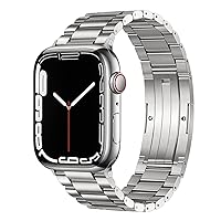Soyeacrg Compatible with Apple Watch Strap 49 mm 45 mm 44 mm 42 mm 41 mm 40 mm 38 mm, Durable Business Bracelet Made of Titanium Metal for iWatch Series 9 8 SE 7 6 5 4 3 2 1 Ultra 1 2