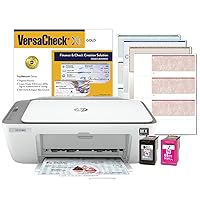 VersaCheck HP Deskjet 2755 MX MICR All-in-One Check Color Printer Gold Check Printing Software Bundle, White (2755MX)