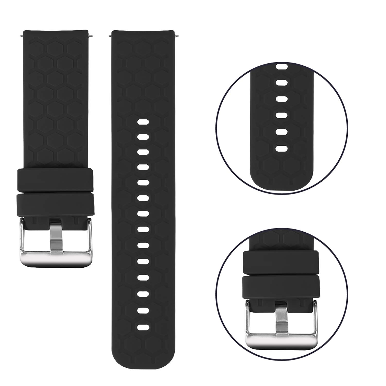 Turnwin 18mm 19mm 20mm 22mm Width Silicone Quick Release Wristband Replacement Sports Straps Bracelet Watch Band Women Men Strap with Quick Release Pins for Smartwatch