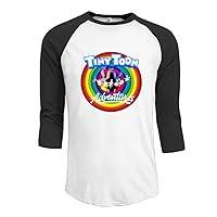 Men Tiny Toon Adventures NES Vintage 3/4 Sleeve Raglan Tops Shirt Black
