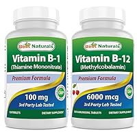 Best Naturals Vitamin B1 as Thiamine Mononitrate 100 mg & Vitamin B12 6000 mcg