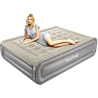 InnoTruth Raised Air Mattress with Built-in Pump, Elevated Inflatable Mattress with Carrying Bag for Home and Camping, Queen Size Blow Up Bed, Gray, Queen(80