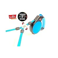 WIGZI 2 Dog Retractable Leash, Easy Lock/Unlock Button, Untangle Automatically - 18 ft Total Distance with Coupler at end of Leash- 110lbs Total Weight of Both Dogs Blue