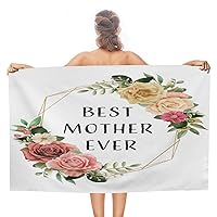 Best Mum Ever Beach Towels Sand Free Compact Soft Travel Towels Inspirational Circle Garland Wreath Swim Towels 31x51 Inch for Adults, Men, Women