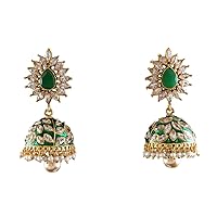 Fashion Chandbali Dangler Earrings Gold Plated Bollywood Inspired Indian Handcrafted Design Fashion Jewellery for Women and Girls