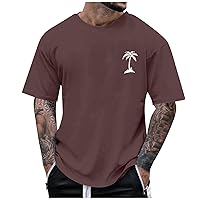 Mens Big and Tall Casual Shirts Graphic Elk Print Round Neck Short Sleeve Loose Summer Fashion T-Shirt