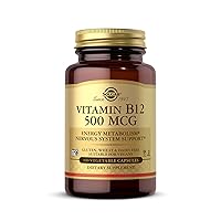SOLGAR Vitamin B12 500 mcg - 100 Vegetable Capsules - Energy Metabolism & Nervous System Support - Non-GMO, Vegan, Gluten & Dairy Free, Kosher, Halal - 100 Servings