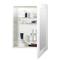 Surface or Recess Mount Framed Mirror Medicine Cabinet, 24.5” W x 30.5” H, White