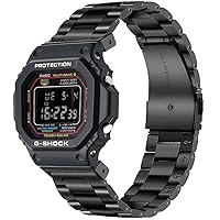 OTOPO Metal Watch Straps for Casio G-SHOCK DW-5600/8900, Solid Stainless Steel Metal Replacement Strap Men for Casio GA-100/GW-B5600/GB-5600/GW-6900 (Black)
