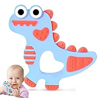 NPET Dinosaur Teething Toys for Babies 3-6/6-12 Months Food Grade Silicone Baby Teethers Baby Gifts 3-6 Months Sore Gums Reliever Chocking Prove Design Infant Toys Infant Baby Gifts Boys Girls-Bule