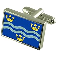 Cambridgeshire County England Sterling Silver Flag Cufflinks Engraved Box