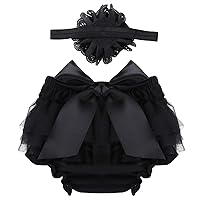ACSUSS Newborn Infant Baby Girls Ruffled Bloomer Diaper Covers Photo Shoot Photography Props with Headband Baby Outfits