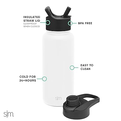  Simple Modern Water Bottle with Straw and Chug Lid Vacuum  Insulated Stainless Steel Metal Thermos Bottles, Reusable Leak Proof  BPA-Free Flask for Sports, Summit Collection