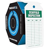 100 Tags by-The-Roll, Scaffolding Inspection Tags, US Made OSHA Compliant Scaffold Tags, Waterproof PF-Cardstock, Resists Tears, 6.25