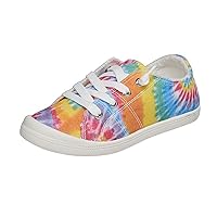 Simple Girl Spring 2023 New Children's Casual Canvas Shoes Foreign Trade Cloth Tie Dyed Flat Noisy Shoes for Kids