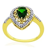 Chrome Diopside Pear Shape 8X5MM Natural Earth Mined Gemstone 14K Yellow Gold Ring Unique Jewelry for Women & Men