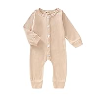 Newborn Infant Baby Girl Boy Long Sleeve Solid Romper Jumpsuit Clothes Outfits Dress Romper