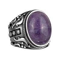 KAMBO Real Natural Gemstone Ring, 925 Solid Sterling Silver Ring, Design Silver Men's Ring Unique Ring