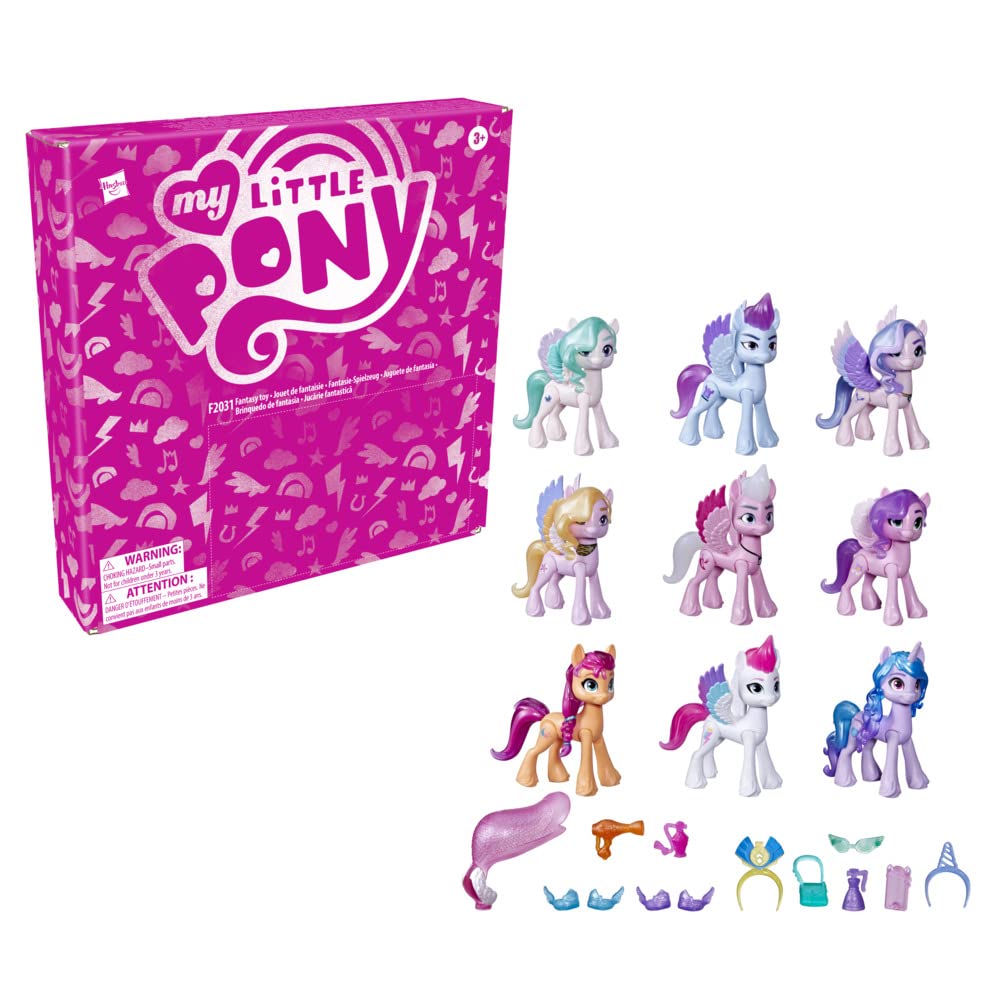 My Little Pony: A New Generation Movie Royal Gala Collection Toy for Kids - 9 Pony Figures, 13 Accessories, Poster (Amazon Exclusive)