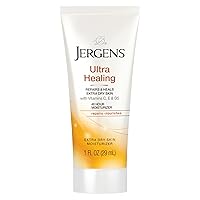 Jergens Ultra Healing Dry Skin Moisturizer, 1 Ounce Travel Lotion, for Absorption into Extra Dry Skin, with HYDRALUCENCE blend, Vitamins C, E, and B5 (Pack of 10)