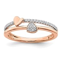 14k Rose Gold Polished Love Hearts Diamond Ring Size 7.00 Jewelry Gifts for Women