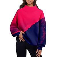 Oversized Hoodie Blanket Women's Fashion Solid Color Long Sleeve Loose Slit Half Turtleneck Sweatshirt Top