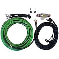 Soundqubed Car Audio 8 Gauge Wiring Kit Amplifier Install Wiring kit connectors Power Wire Ground Wire Amp kit Green/Black 1/0 Wire, 4 Gauge, 8 Gauge CCA Wire Kit (8 Gauge)