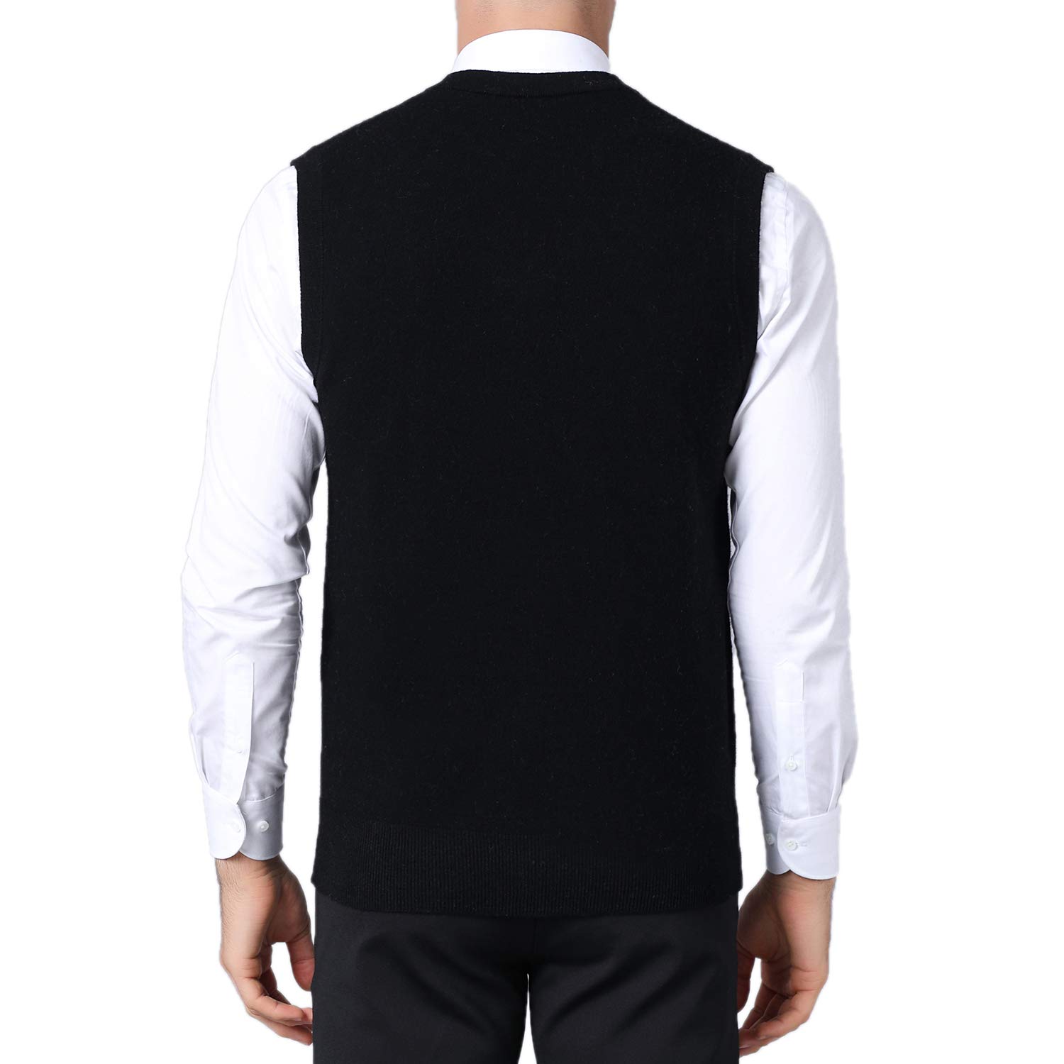 FULIER Men's Cashmere Wool V-Neck Sleeveless Vest Classic Pullover Knitted Waistcoat Sweater Cardigans Tank Tops