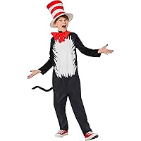 Dr. Seuss Kids Cat in the Hat Union Suit | Officially Licensed | Kids Costume | Jumpsuit Costume