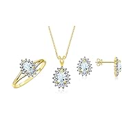 Rylos Women's 14K Yellow Gold Birthstone Set: Ring, Earring & Pendant Necklace. Gemstone & Diamonds, Pear Tear Drop Shape 6X4MM Birthstone. Perfectly Matching Gold Jewelry. Sizes 5-10.