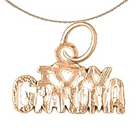 I Love My Grandma Necklace | 14K Rose Gold I Love My Grandma Pendant with 18