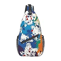 Sling Backpack Bag Pattern Of Paint Splatters Print Crossbody Chest Bag Adjustable Shoulder Bag Travel Hiking Daypack Unisex