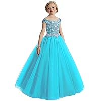 Girls' Princess Party Gowns Off The Shoulder Beaded Pageant Dresses