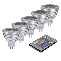 MR16 3W RGB Color Changing Spotlight with IR Remote Control Mood Ambiance Lighting Colorful LED Light Bulbs,Landscape Lighting Dimmable 12V (Pack of 5)