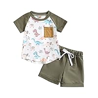 Summer Outfits for Boys Short Sleeve Shirt Daily Casual Shorts Set Cartoon Printed Outfits Clothes