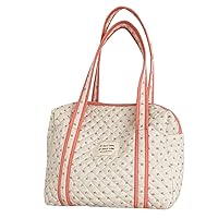 Quilted Cotton Tote Bag Coquette Aesthetic Shoulder Bag Floral Handbag Satchel Purse Cute Kawaii Bag