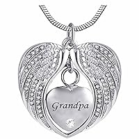 Heart Cremation Urn Necklace for Ashes Urn Jewelry Memorial Pendant with Fill Kit and Gift Box - Always on My Mind Forever in My Heart for Grandpa(April)