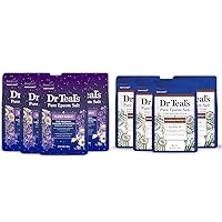 Dr Teal's Sleep Soak with Pure Epsom Salt, Melatonin & Essential Oil Blend, 3 lb (Pack of 4) & Pure Epsom Salt, Nourish & Protect with Coconut Oil, 3 lbs (Pack of 4) (Packaging May Vary)