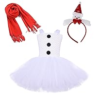 Kids Girls Christmas Snowman Playing Costume Sleeveless Casual Sundress Holiday White Christmas Dresses