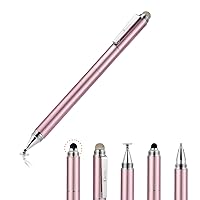 Stylists Pens for Touch Screens iPad iPhone Android, 4-in-1 High Sensitivity and Precision Touch Screen Stylus Clear Disc Tip, Black Rubber Tip &Mesh Fiber Tip, Rose Gold