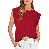 Women's Sweatshirt Cap Sleeve Top Summer Tank Basic T-Shirt Casual Loose Sweatshirt, S-2XL