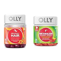 OLLY Heavenly Hair Gummy, Supports Healthy Hair, Keratin, Biotin, AMLA, Chewable Supplement, 30 Day & Metabolism Gummy Rings, Apple Cider Vinegar, Vitamin B12, Chromium, Energy and Digestive Health
