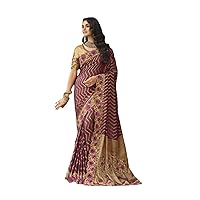 Purple Wedding Ceremony wear Woman Designer Silk Saree Blouse Heavy work Indian Bollywood Bride'smaid Sari 3164