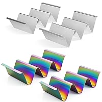 Taco Holders Set of 8-4 Pack Plain Stainless Steel 4 Pack Titanium Plated