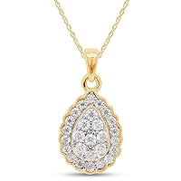 SAVEARTH DIAMONDS 1/2 ct.t.w Round Cut Lab Created Moissanite Diamond Teardrop Pendant Necklace In 14K Gold Over Sterling Silver Jewelry For Women 18