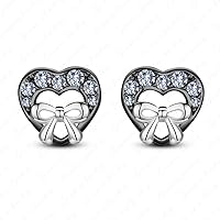 Girls Fashion Heart Minnie Mouse Earrings In 14k Two Tone Gold Finish White Sim Diamond