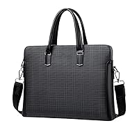 DFHBFG Men's Handbag shoulder Zipper Multi-grid Office Plaid Business Briefcase