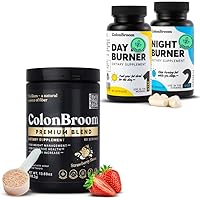 ColonBroom Premium Psyllium Husk Powder + Day & Night Burner Supplements, Weight Management Pills, 3 items - Colon Cleanse Fiber Supplement (60 Servings) + Day & Night Burner Supplements (60 Servings)