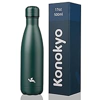 Insulated Water Bottles,17oz Double Wall Stainless Steel Vacumm Metal Flask for Sports Travel,Army Green